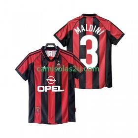 Camisolas de futebol AC Milan MALDINI 3 1999 Retro Equipamento Principal 1998 Manga Curta